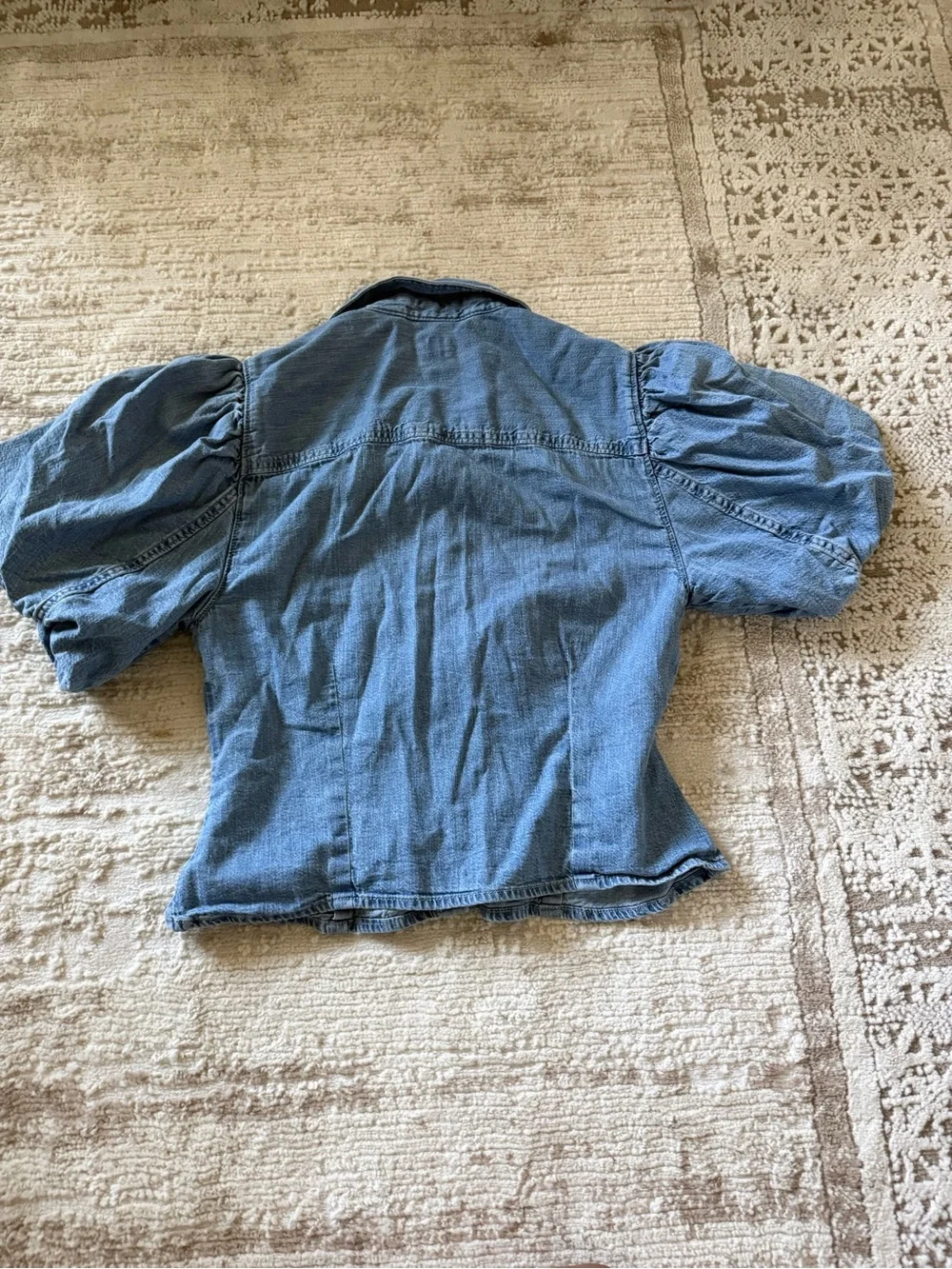 Levi's Blue Puff Sleeve Denim Button-Down Shirt